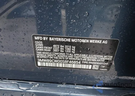 2025 BMW 330I xDrive from USA, damaged, VIN 3MW89CW00S8F46854
